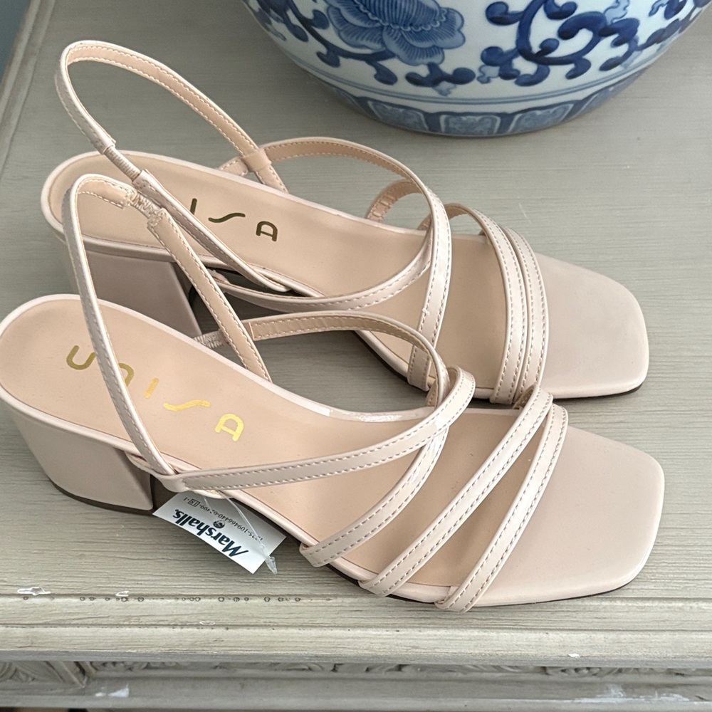 Unisa Nude Strappy Block Heel Sandals